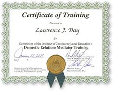 Certificate of Training: Domestic Relations Mediator Training
